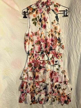 Everlilly Sleeveless Floral Tiered Ruffle Dress size L NWOT